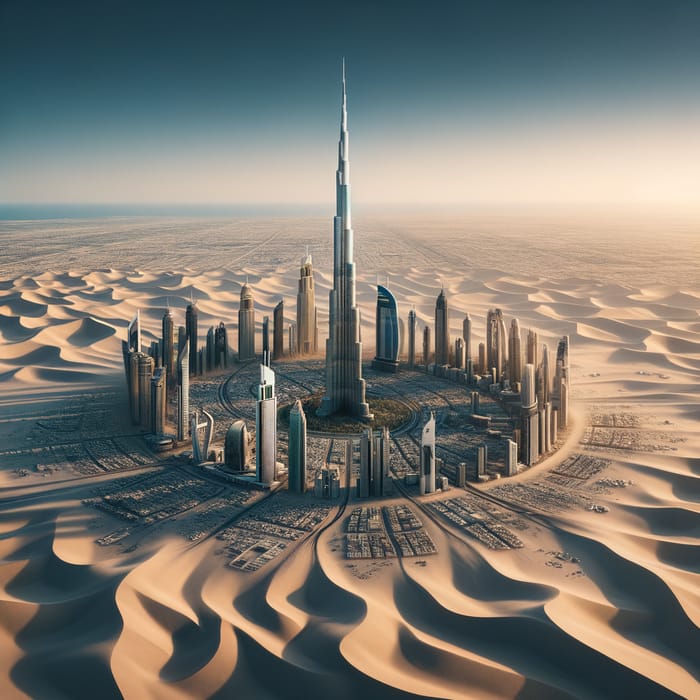 Burj Khalifa Half Buried in Dubai Sands | Stunning Cityscape