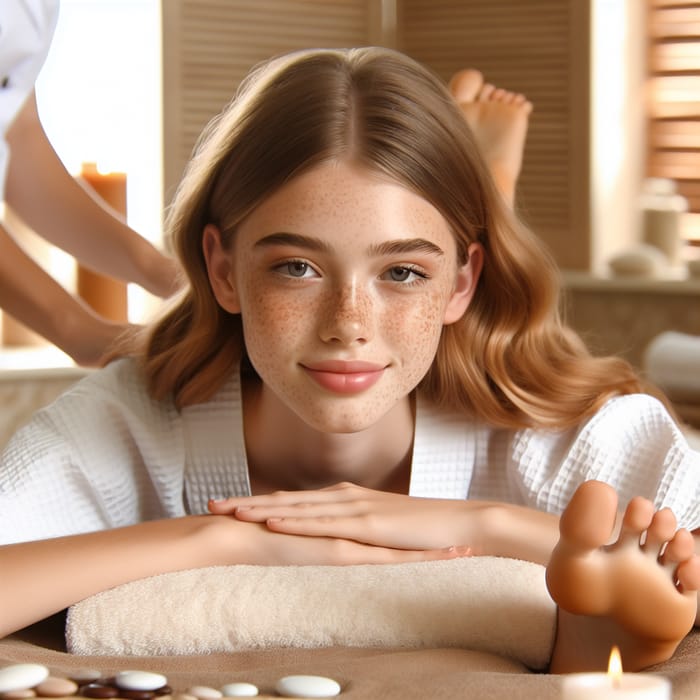 Tranquil Foot Massage Spa Experience for Freckled Teenage Girl