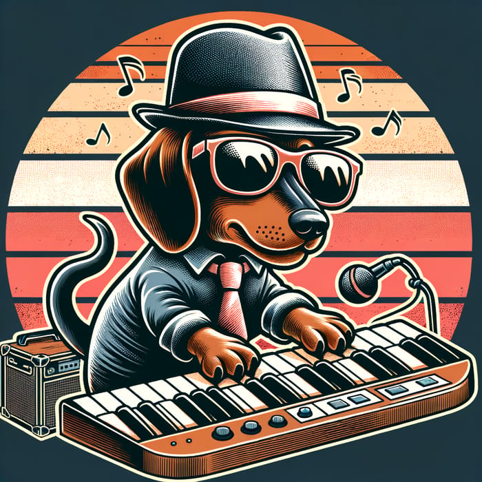 Cartoon Dachshund Musician with Swagger - Vector Graphic Art