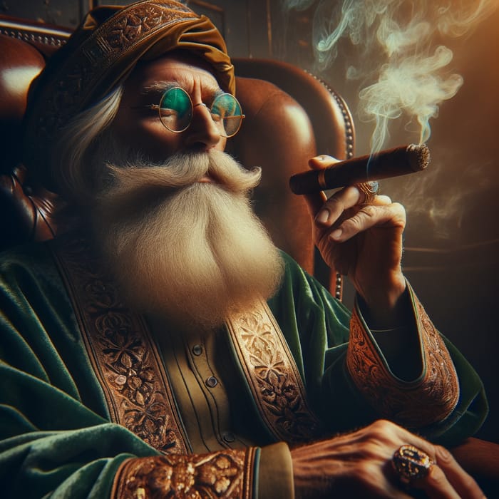 Old Man Smoking Cigar | Portrait of Sophistication