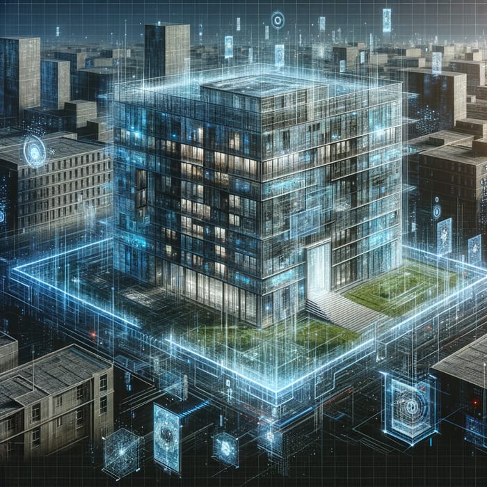 Electronic Building with Grid & Digital Elements