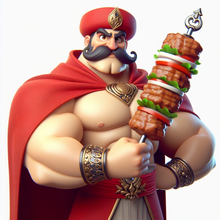 Rasul from Aladdin Cartoon with Kebab | Mustached Guard