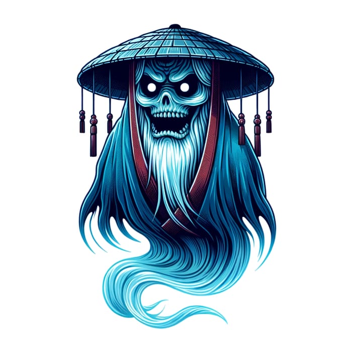 Ethereal Asian Folklore Ghost Illustration