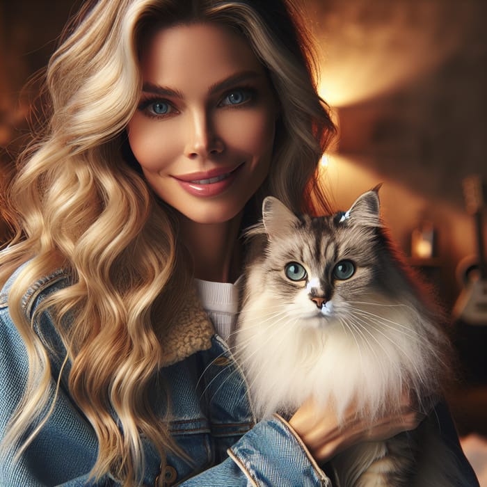 Taylor Swift Lookalike with Fluffy Cat | Music Room