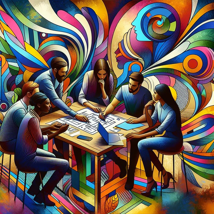 Colorful Abstract Group Collaboration - Creative Project Team
