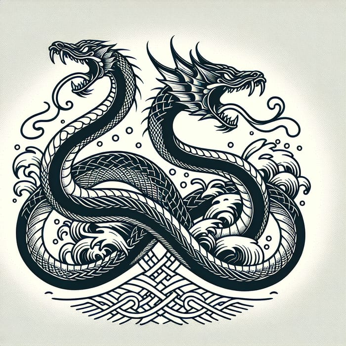 Intricate Midgard Serpent Tattoo Design Inspired by Norse Mythology