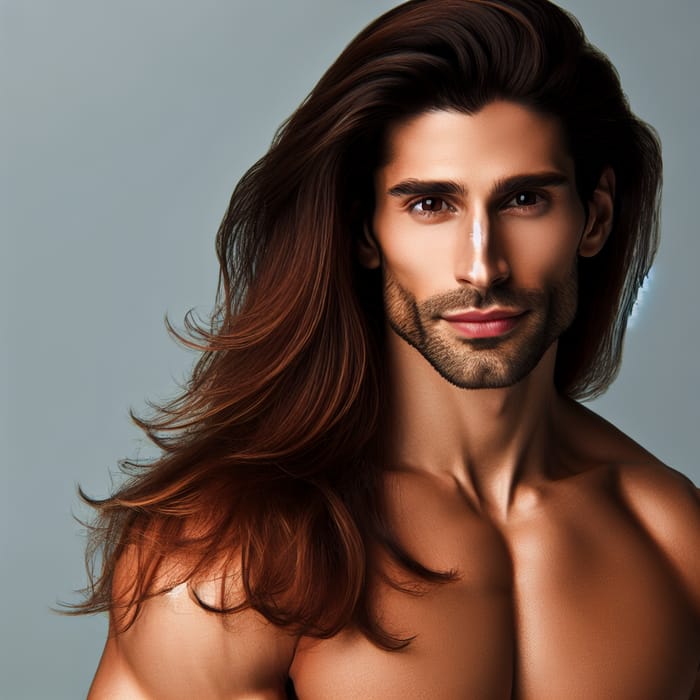 Attractive Long-Haired Middle-Eastern Man with Brown Hair | Fit Physique