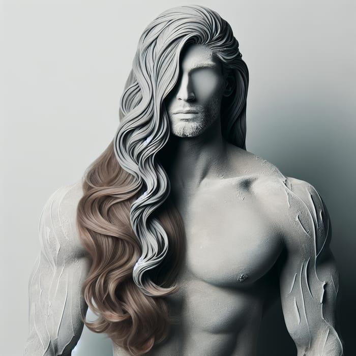 Aesthetically Pleasing Man with Flowing Brown Hair | Muscular, Chalky Appearance