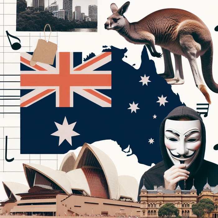 Australian Kangaroo Collage with Sydney Theatre Element