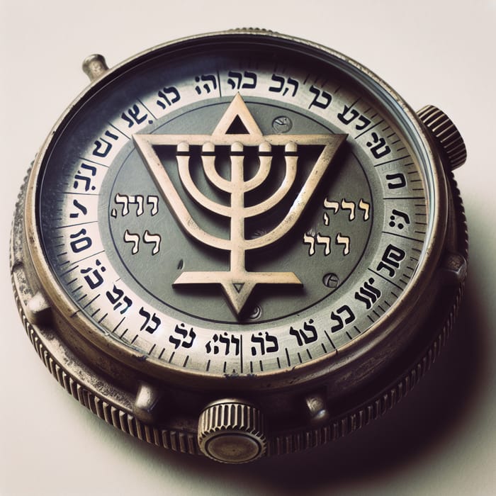 Vintage Israeli Military Watch Face with Menorah Symbol | Hebrew Engravings