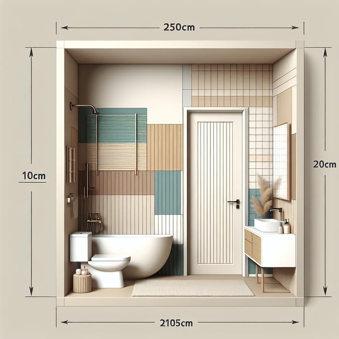 Rectangular Bathroom Design with Essential Fixtures | Natural Colors