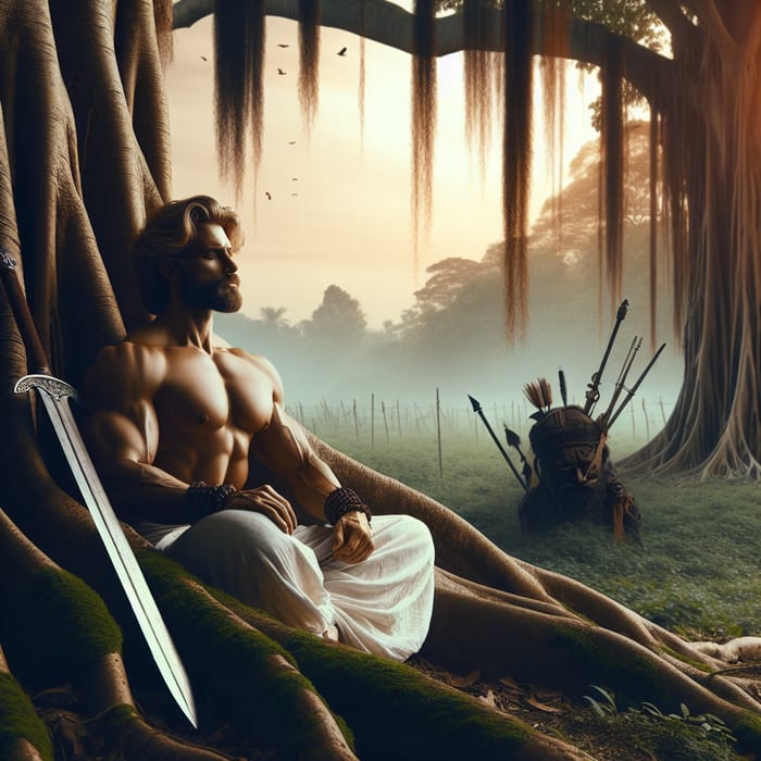 South Asian Male Warrior Embracing Peaceful Meditation