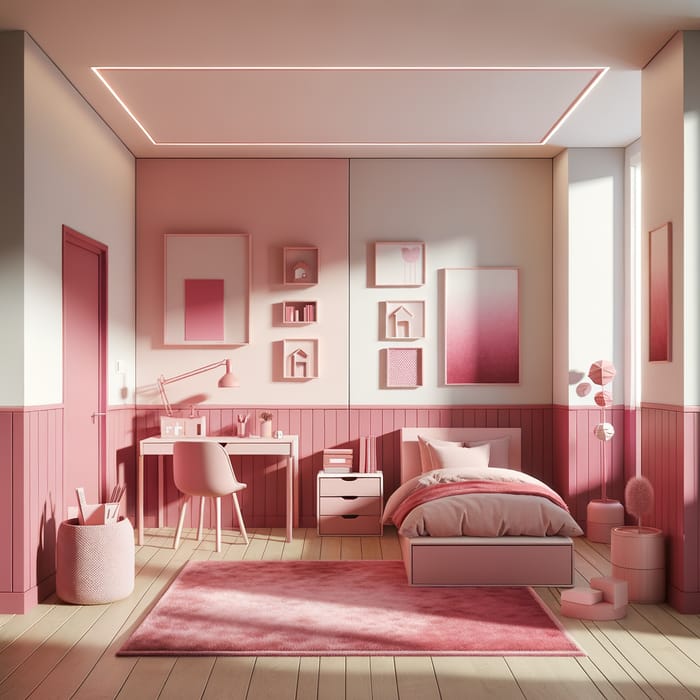 Pink Themed Minimalist Boys Room: Contemporary & Cozy Design, AI Art  Generator