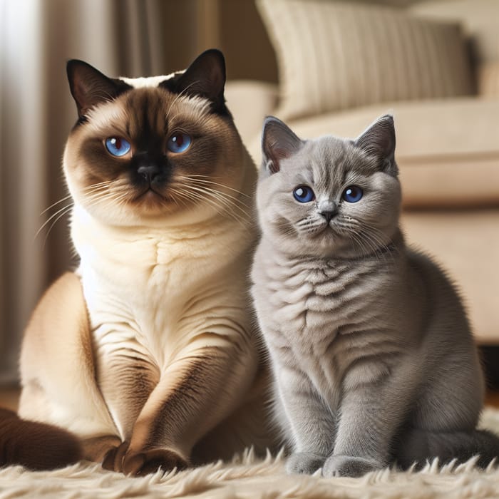 Siamese Cat & British Shorthair: Indoor Cat Duo