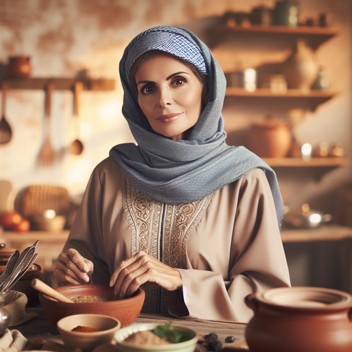 Middle-Eastern Mother in Traditional Arabic Attire