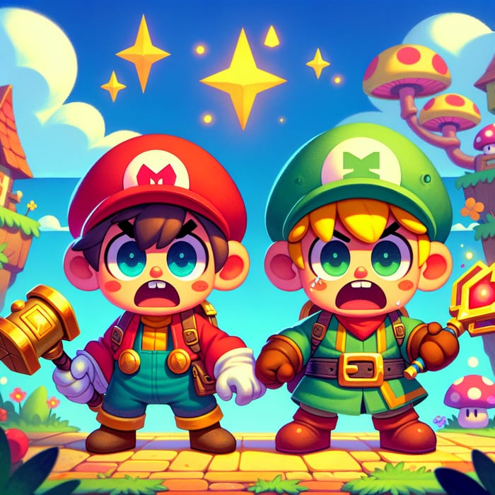 Mario and Luigi: Terrified Brothers Armed for Battle