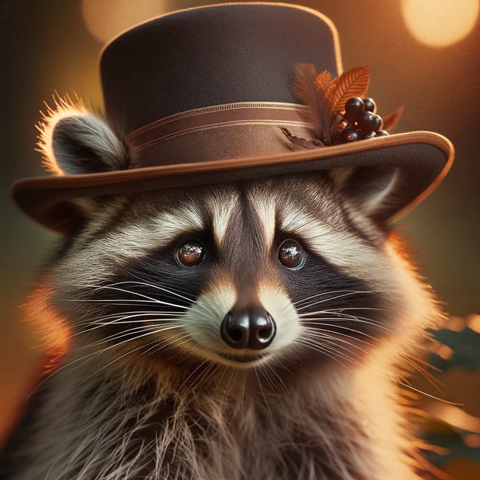 Fancy Raccoon with Vintage Hat | Elegant Wildlife Portrait