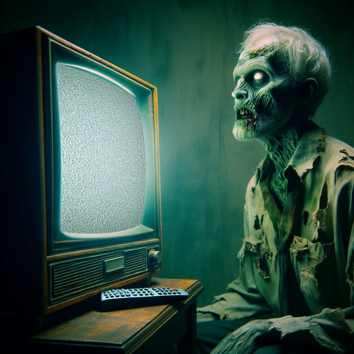 Zombie Watching Television - A Spooky Scene