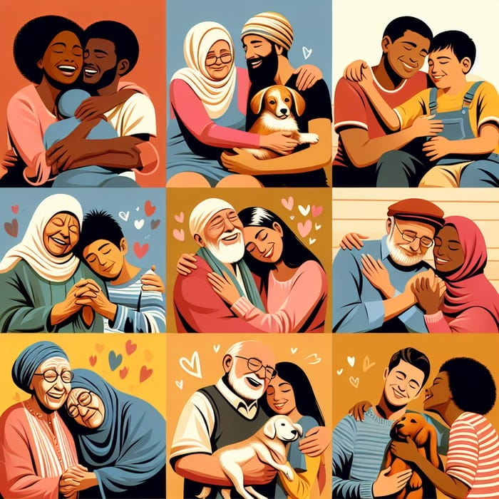 Unconditional Love Expressions | Diverse Amor Portrayed Joyfully