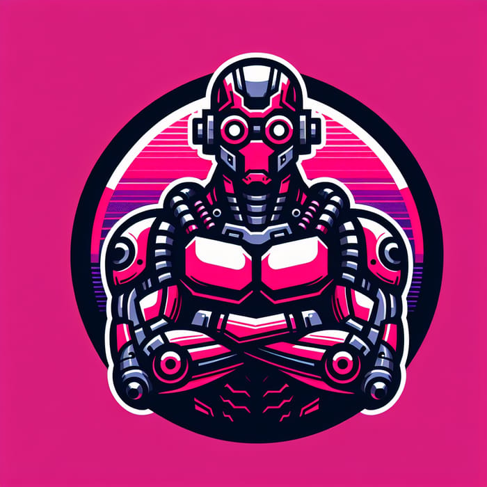 Cool Futuristic Bot Logo on Pink Background