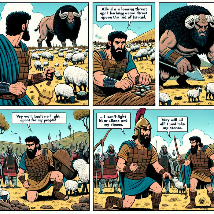 David and Goliath: A Legendary Biblical Battle Comic Strip