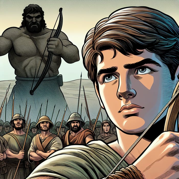 David vs Goliath - The Epic Battle Illustrated in Comic Style