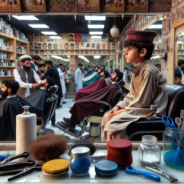 Pashtoon Boy in Barber Shop | Patiently Waiting for Friends' Haircuts