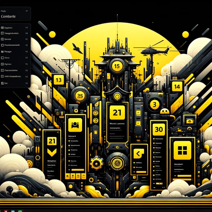 Balanced Yellow and Black Desktop Wallpaper with Label Fields