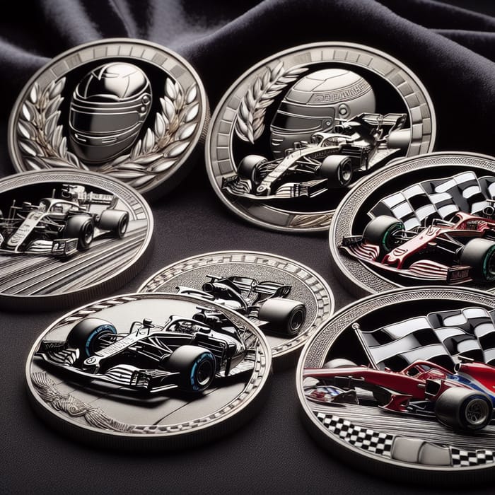 Formula 1 Coins Collection | Racing Car, Helmet, Flag & Circuit