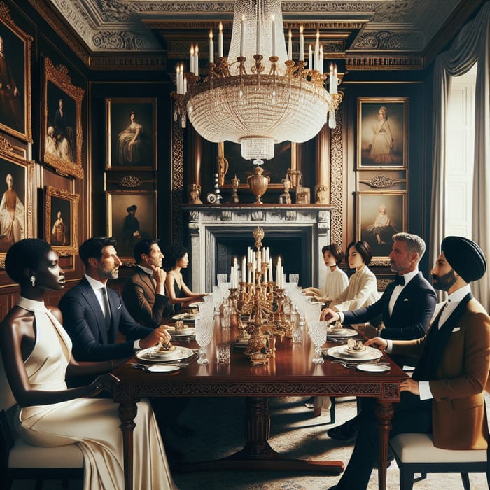 Elegant Multicultural Dinner Gathering with Sparkling Chandelier