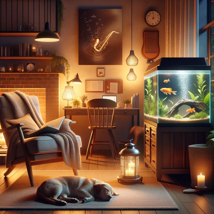 Tranquil Home Evening Idea: Warm Lighting, Soft Jazz, Relaxation