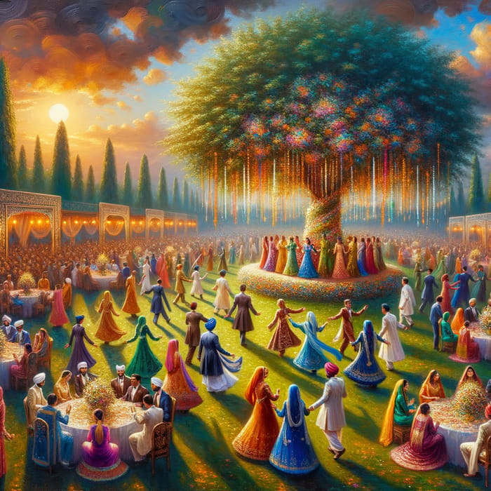 Butiful Outdoor Celebration Oil Painting