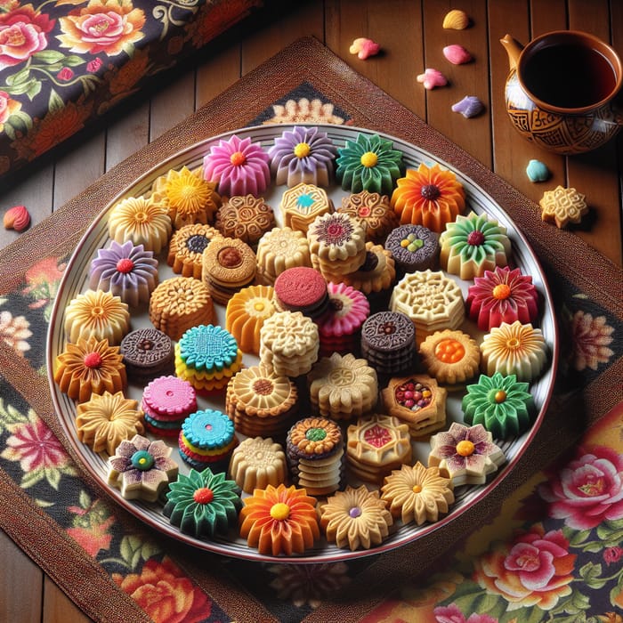 Colorful Biskut Raya Cookies - Traditional Malaysian Festive Treats