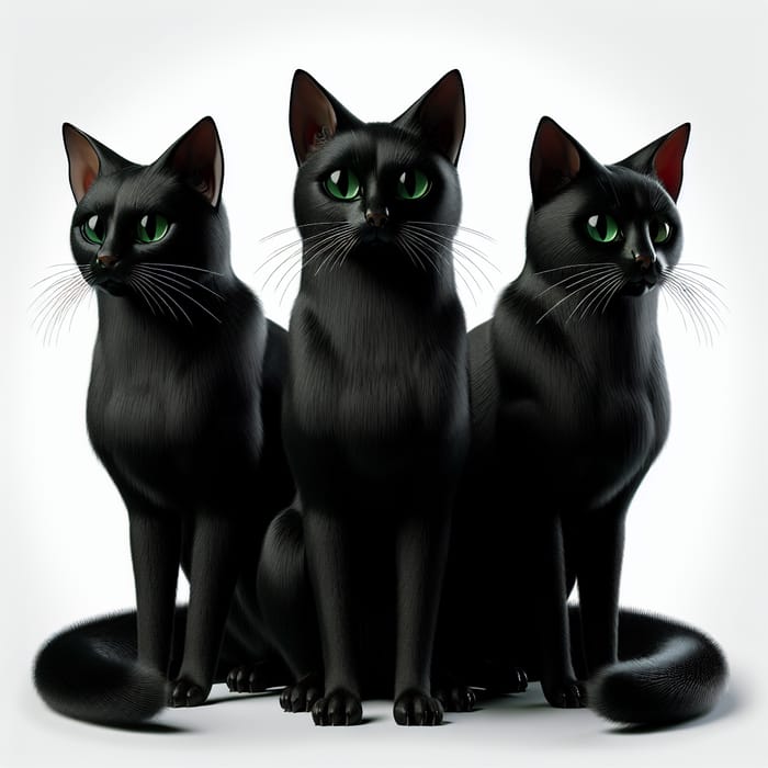 Majestic Black Cat with Three Heads