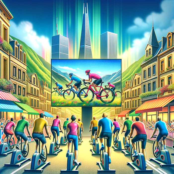 Vibrant Family Bike Race in Tour de France Stage City