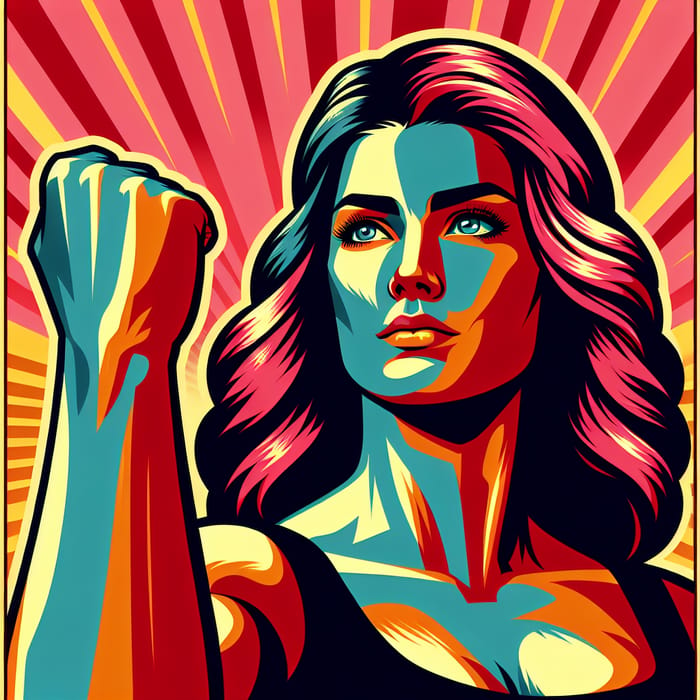 Empowered Woman - Vibrant Propaganda Poster Style