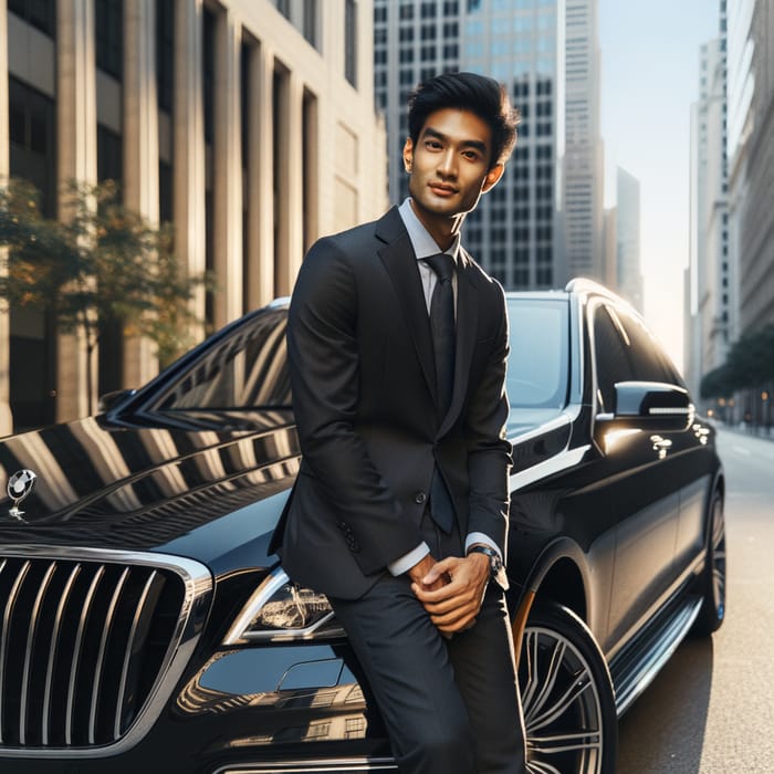 South Asian Man Admiring Luxury Car | Elegant Setting