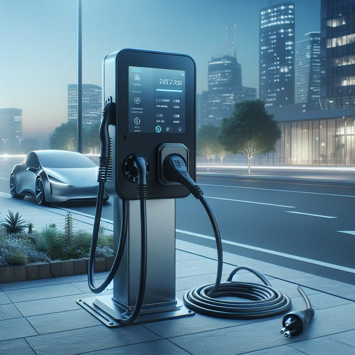 Modern Electric Vehicle Charger in Urban Setting