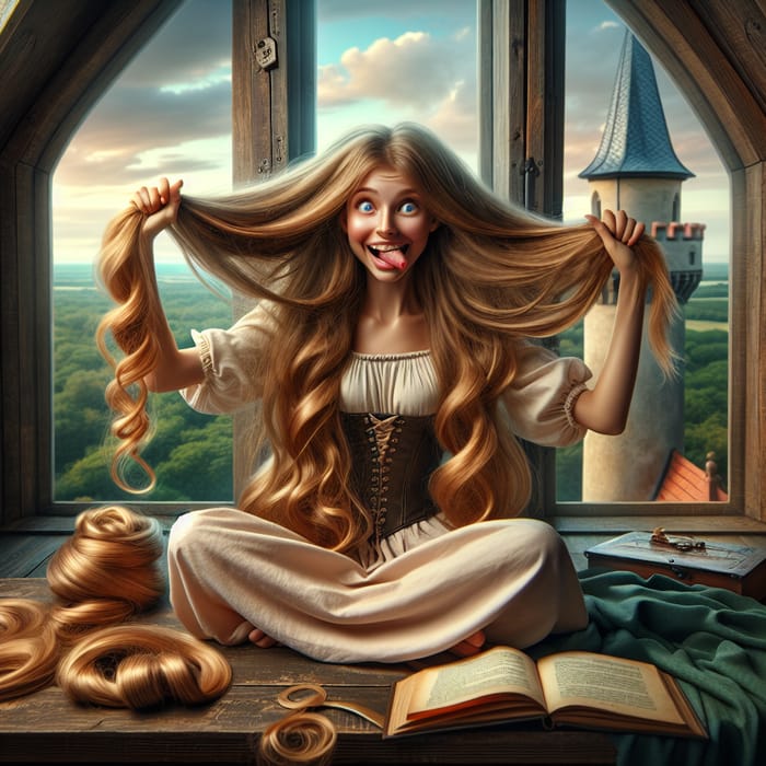 Naughty Rapunzel in Tower Room | Mischievous Fairy Tale Character
