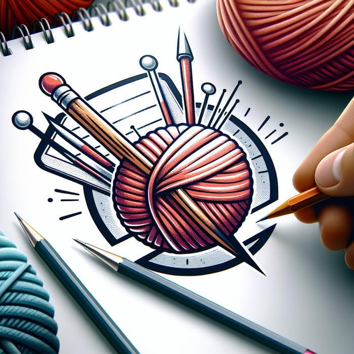 Creative Knitting & Drawing Logo | Artistic Craft Fusion