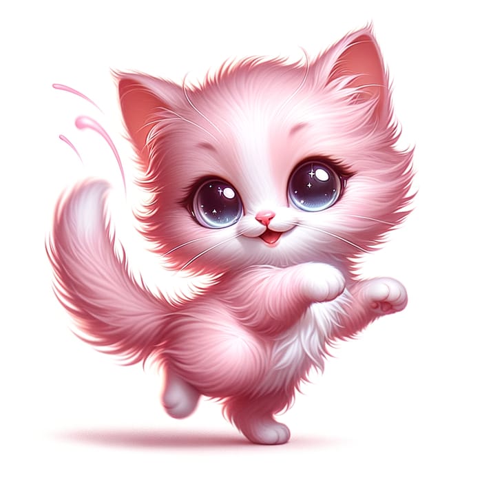 Joyful Pink Kitten Dance - Delightful Feline Moves