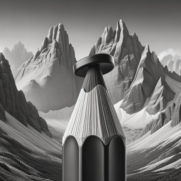 Realistic 3D Image of Pencil & Mountains with a Cap