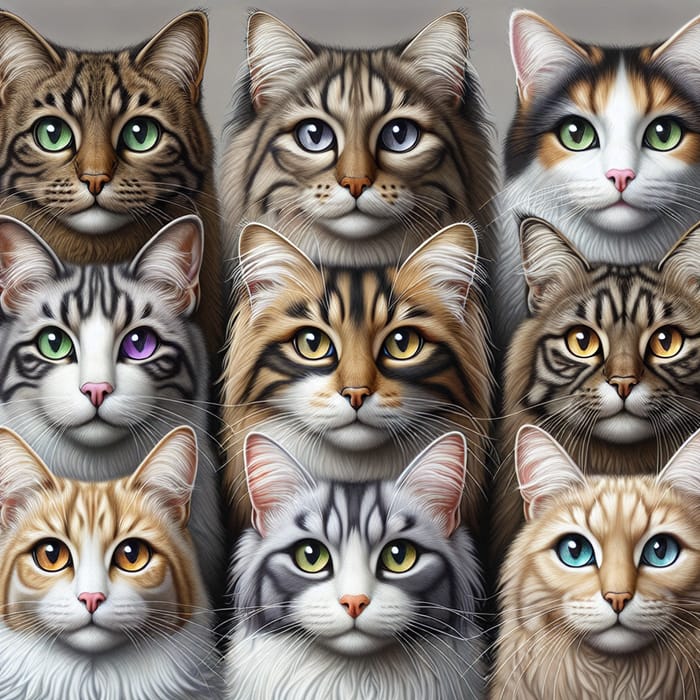 Frontal View Realistic Cats Vibrant Cat Renderings AI Art Generator Frontal View Realistic Cats Vibrant Cat Renderings AI Art Generator