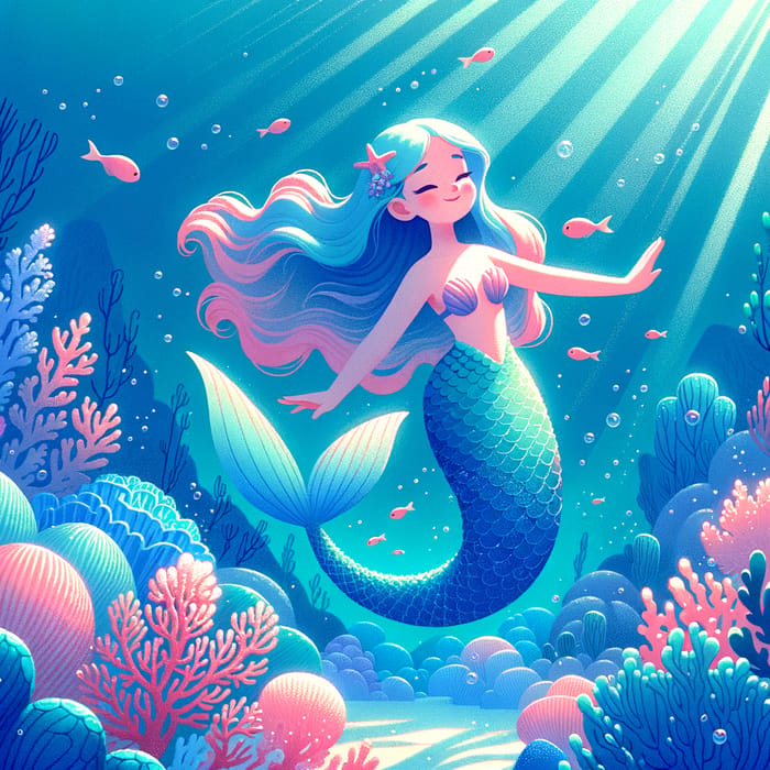 Saiya the Mermaid: Whimsical Coral Reef Dream in Soft Pastels