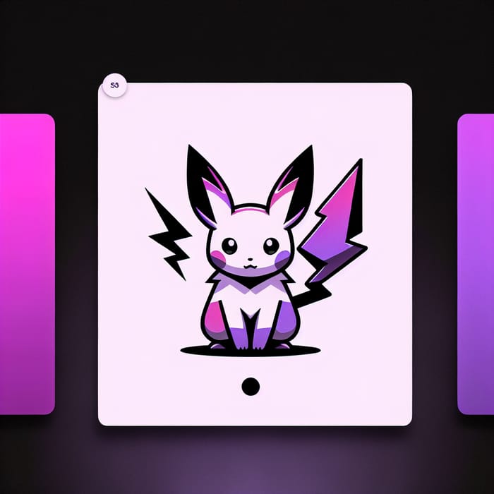 Whimsical Fox-Like Pikachu in Pink & Purple Minimalistic Illustration