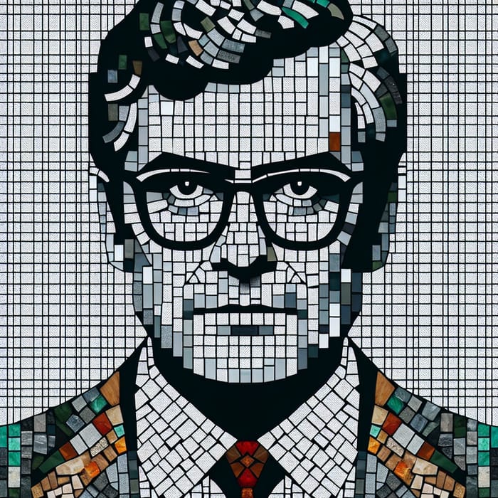 Juan Manuel Santos Mosaic - Stylish Formal Portrait of a Serious Man