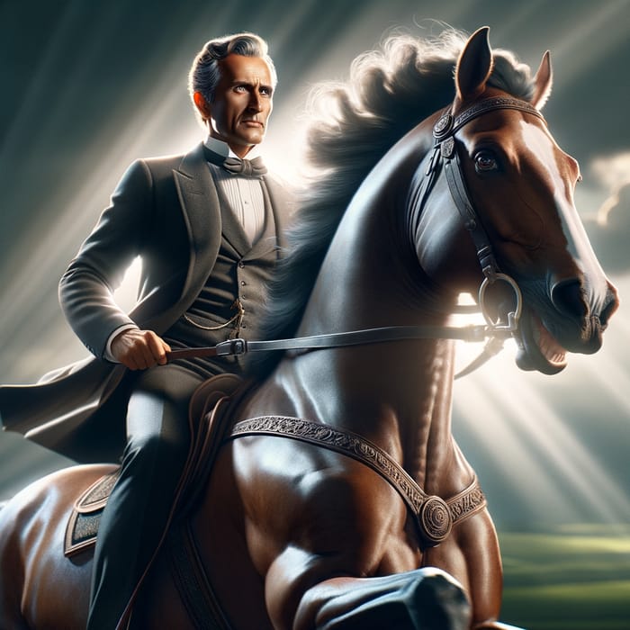Emmanuel Macron Riding Majestic Horse in Realistic Photo