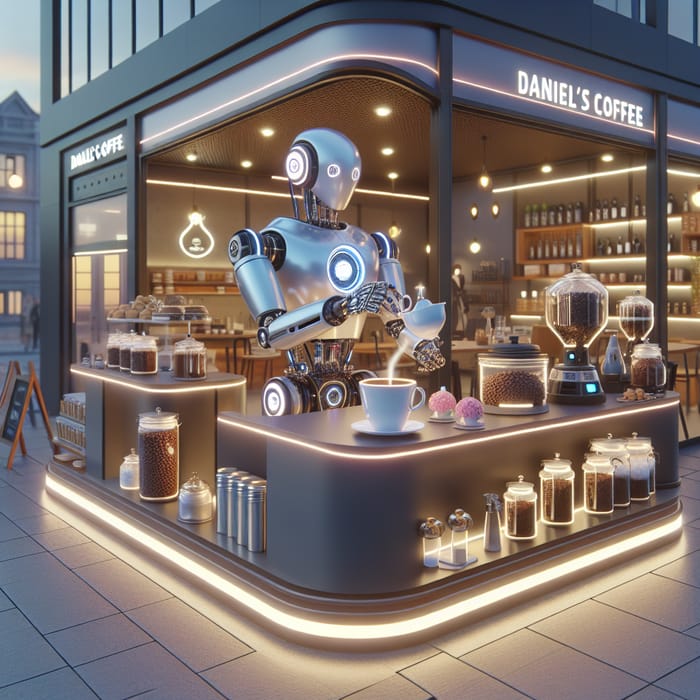 Futuristic Cafe Experience at Daniel's Coffee: Robot Barista & Specialty Products