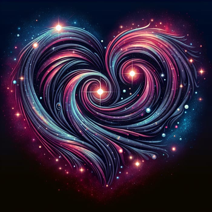 Galactic Stylized Heart Shape | Cosmic Heart Art
