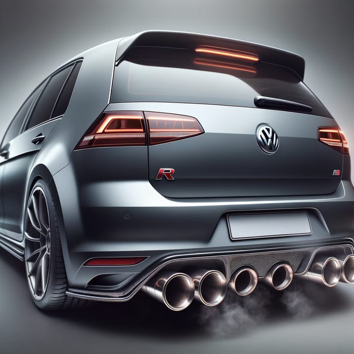 Sleek Grey VW Golf R Mk6 with Central Titanium Dual-Tip Exhaust